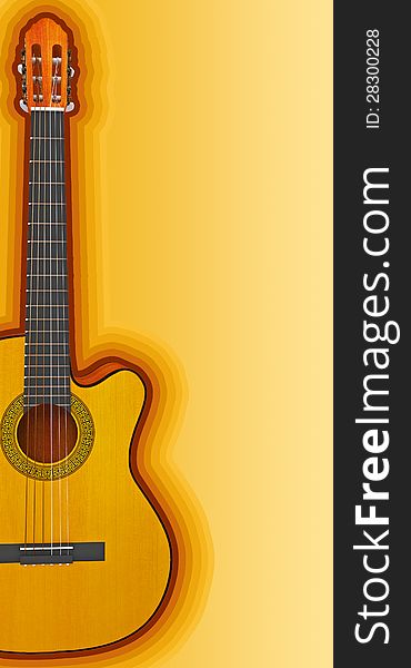 Classical acoustic guitar. 3d render. Classical acoustic guitar. 3d render