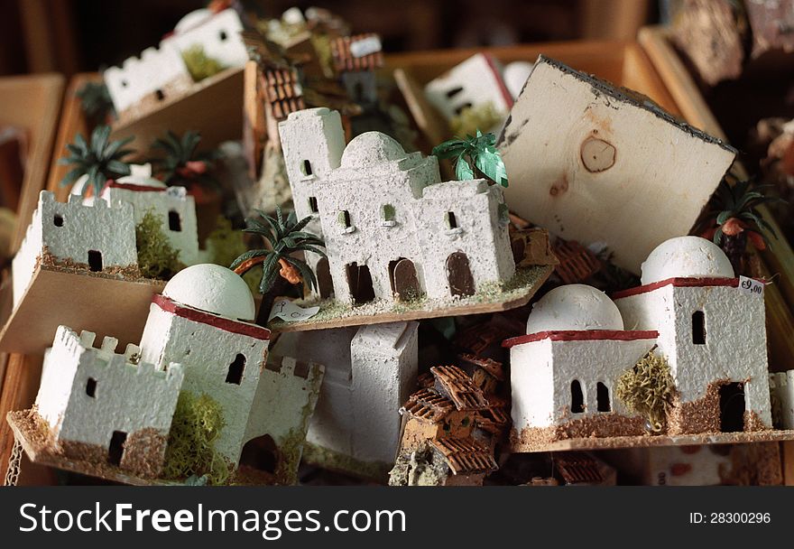 Ornaments and decorative items in the Christmas market in Piazza Navona (Navona Square). Rome, Italy. Ornaments and decorative items in the Christmas market in Piazza Navona (Navona Square). Rome, Italy