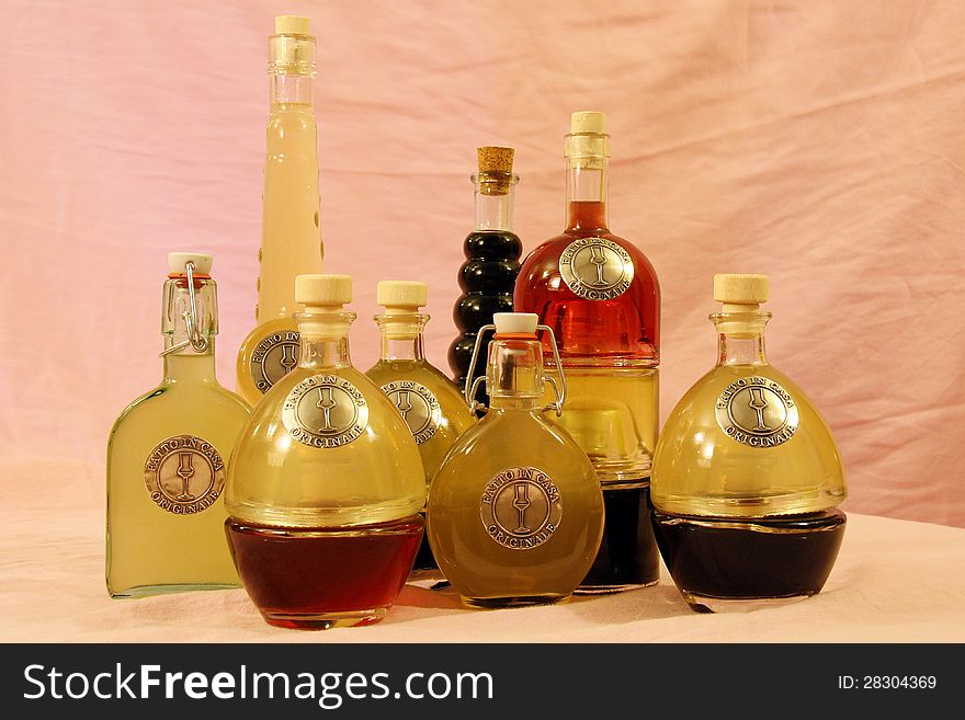 A series of italian homemade liquors