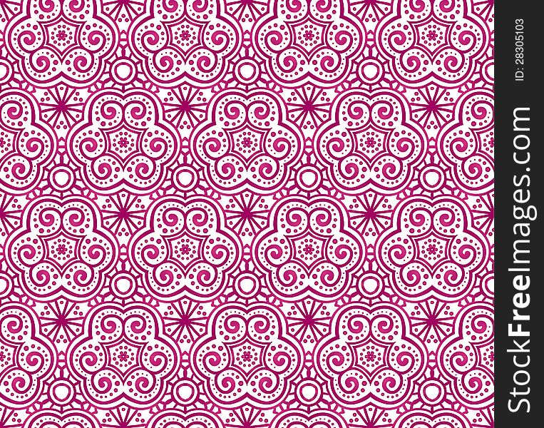 Red abstract lacy curls seamless pattern