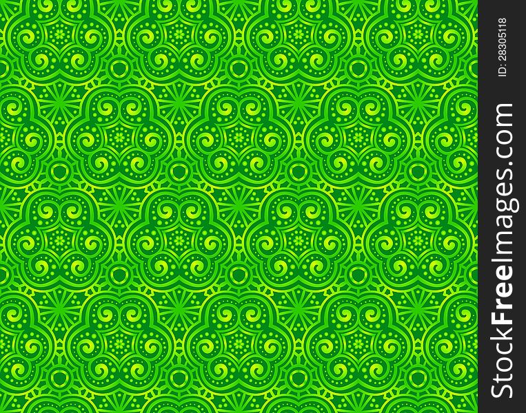 Green abstract curls seamless pattern