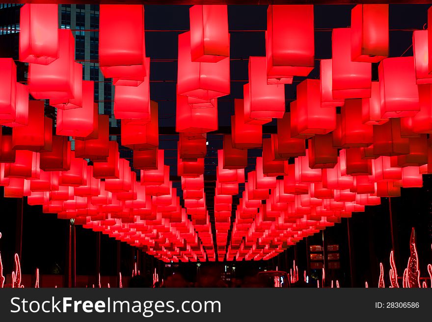 A large group of red lanterns