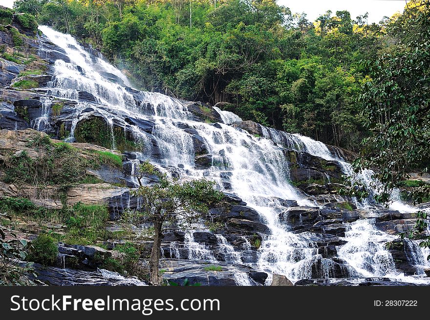 Khun-mae-ya waterfall in chaingmai, thailand