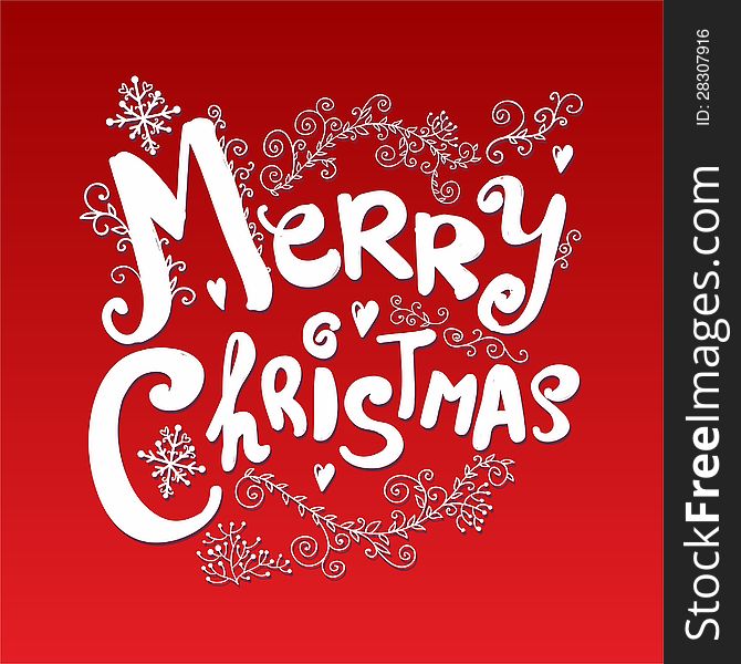 Vector image of christmas card with a christmas text in the middle