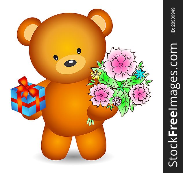 Bear with flowers