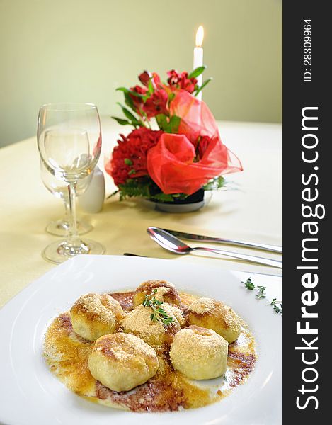 Cranberry dessert dumplings, czech cuisine