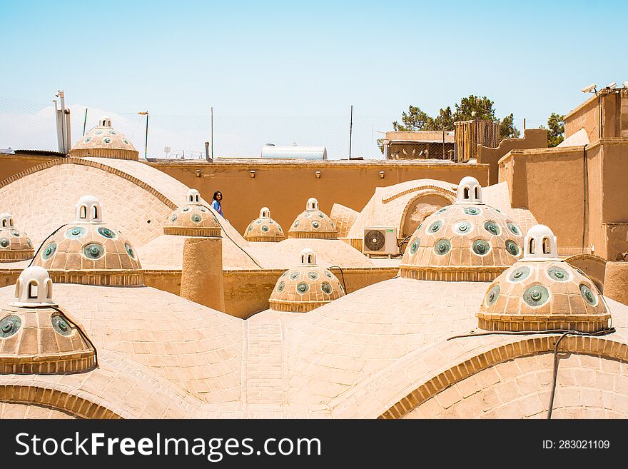 Kashan, Iran - 29th June, 2022: Muslim Tourist Visit Sultan Amir Ahmad Bathhouse.Tourist Visit Famous Bathhouse In Kashan