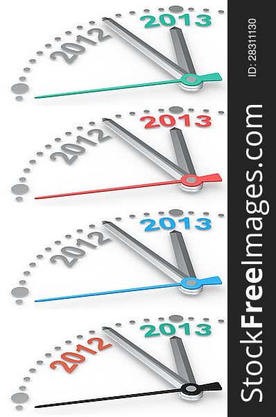 Abstract clock counting down from 2012 to 2013. Emerald Green, orange and blue versions. Abstract clock counting down from 2012 to 2013. Emerald Green, orange and blue versions.