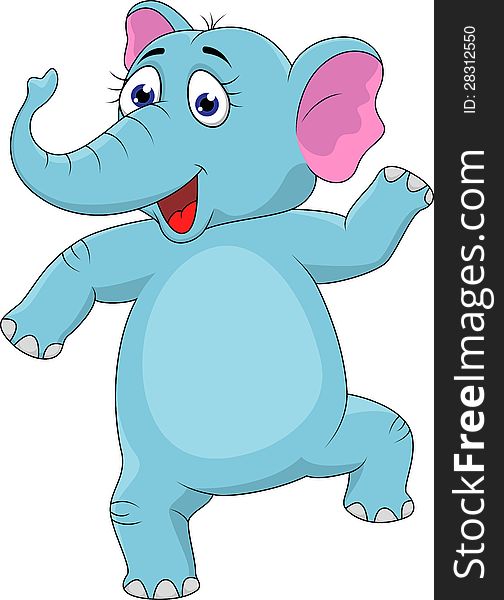 Illustration of baby elephant dancing