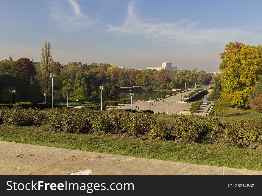 People's house in bucharest, seen from park carol