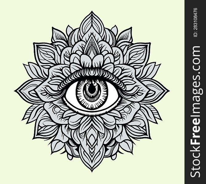 Eye mandala  for tattoom, sticker