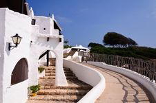 Typical White Houses In The Village Of Binibequer Vell, Menorca, Balearic Islands Royalty Free Stock Photo