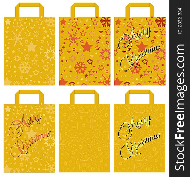 Gold colored christmas bags with star pattern