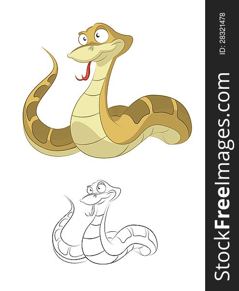 Vector image of funny cartoon snake. Vector image of funny cartoon snake