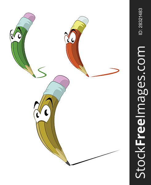 Vector image of funny cartoon pencil. Vector image of funny cartoon pencil