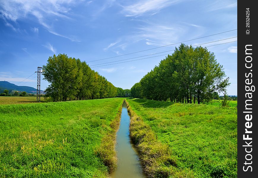 Rural landscape with small river at summer. Rural landscape with small river at summer