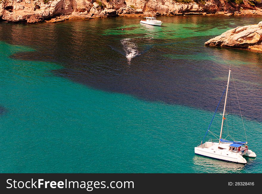 View of Cala Galdana beach in Menorca, Balearic Islands, Spain. View of Cala Galdana beach in Menorca, Balearic Islands, Spain