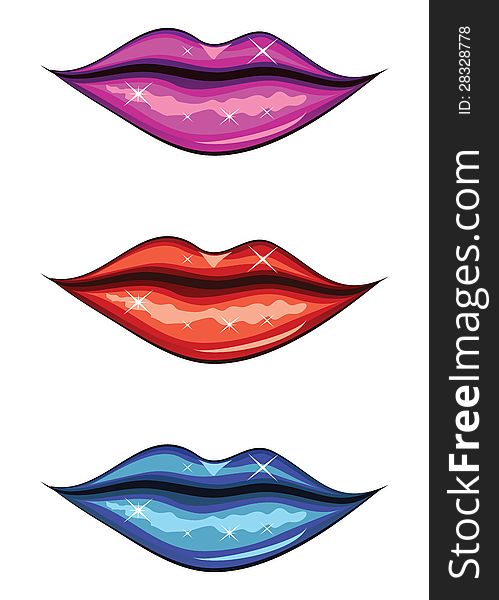 Woman Lips Of Different Colors