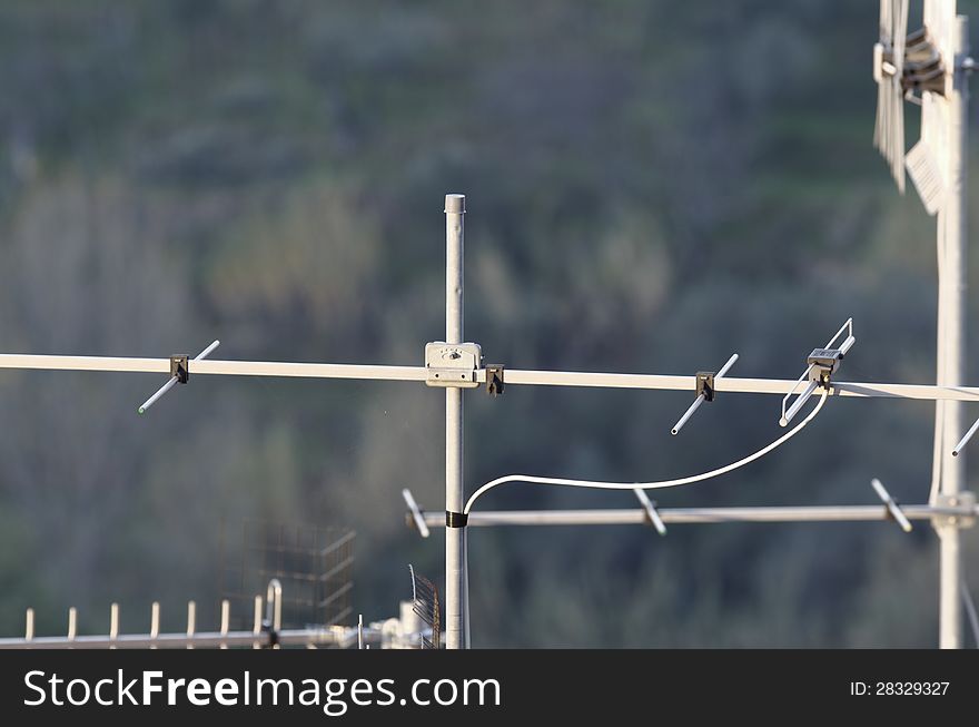 Television antenna on top a house in la spezia