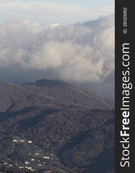 Apuan alps view from la spezia in italy