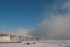 Bridge Stretching Into The Fog. Stock Photography Bridge Stretching Into The Fog. Stock Photography