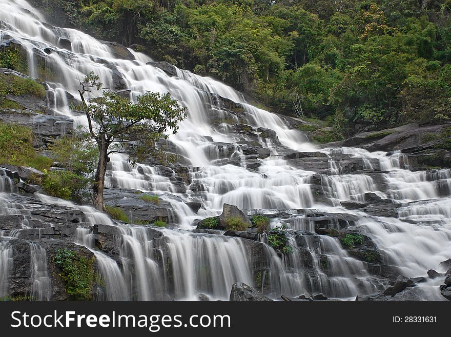 Beautiful waterfall from wild nature water creek forest. Beautiful waterfall from wild nature water creek forest.