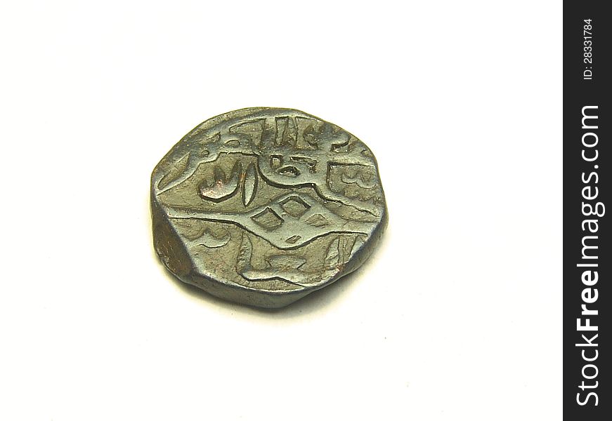 Old Indian moghul era Akbar copper coin. Old Indian moghul era Akbar copper coin