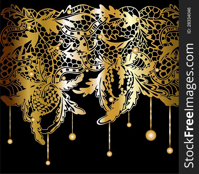 Golden lacy decor. Vector illustration
