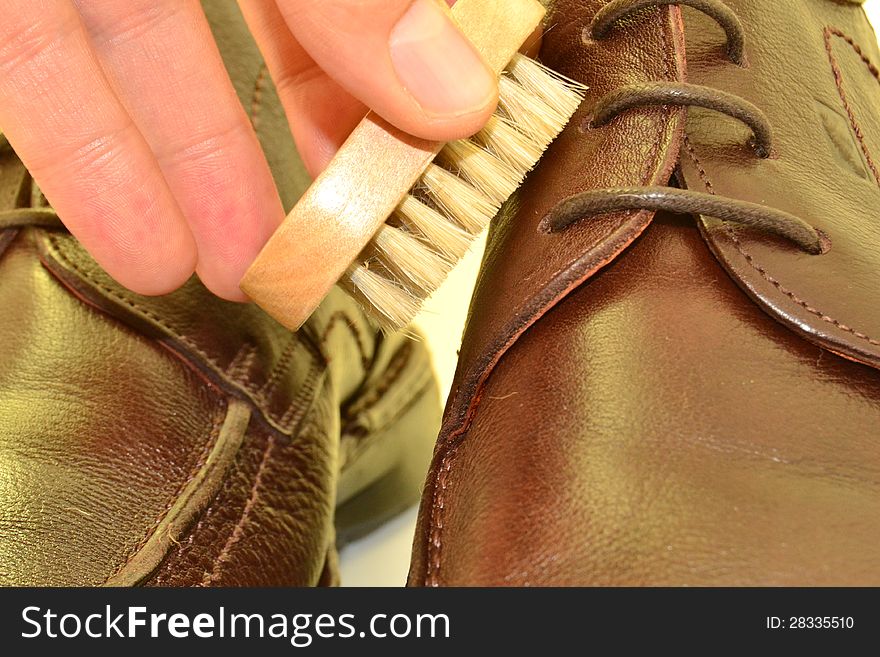 Keep leather shoes in top condition with a brushed. Keep leather shoes in top condition with a brushed