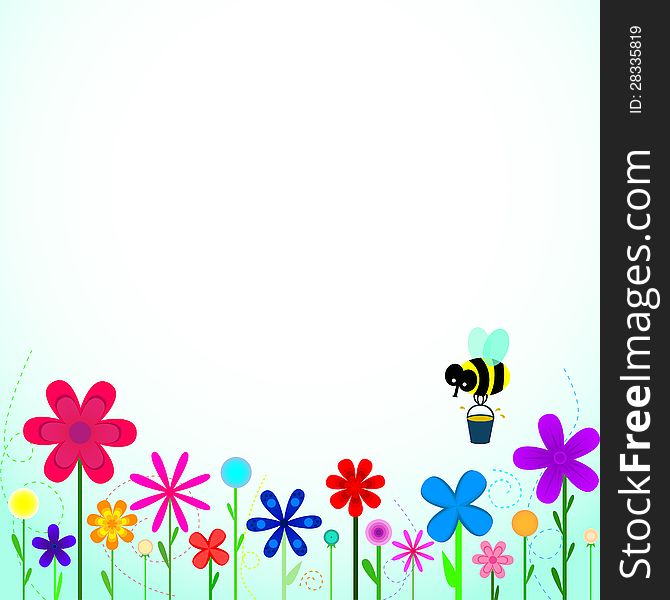 Bee pick honey on flowers. Bee pick honey on flowers