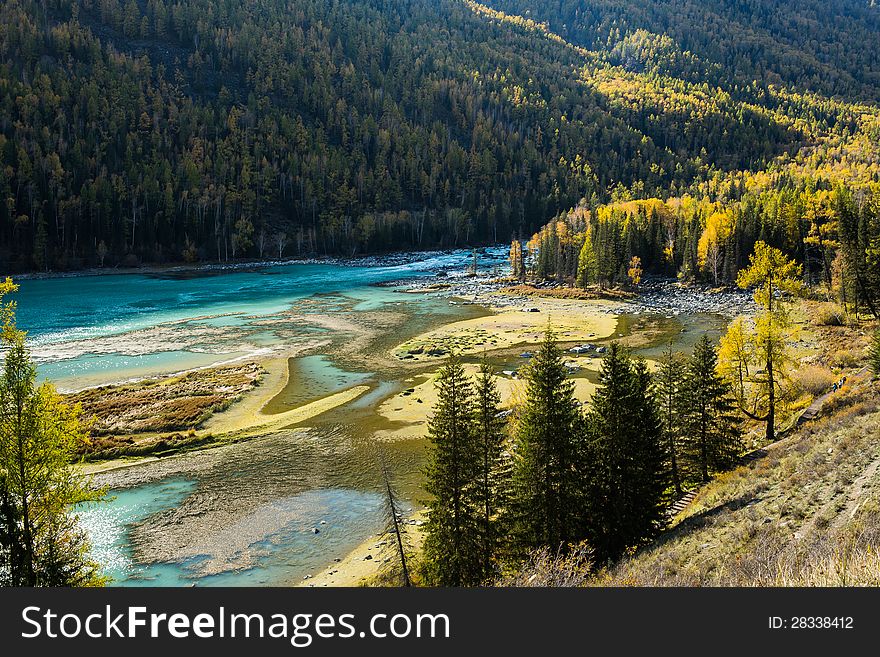 Scenery of kanasi in Xinjiang region of China. Scenery of kanasi in Xinjiang region of China.