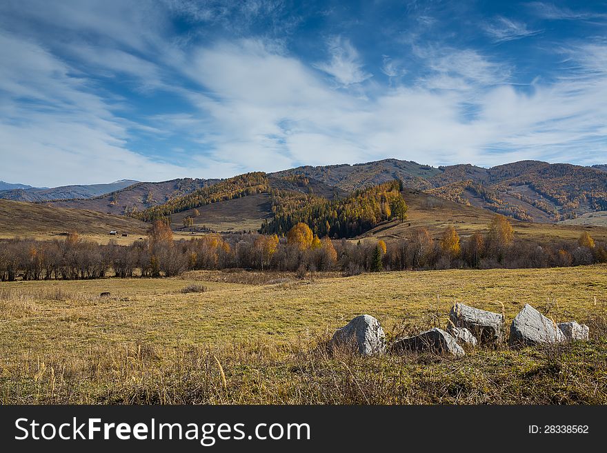 Grassland Of Xinjiang China Autumn Scenery