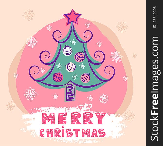 Colorful Christmas Tree With Christmas Balls. Vector Illustration. Colorful Christmas Tree With Christmas Balls. Vector Illustration.