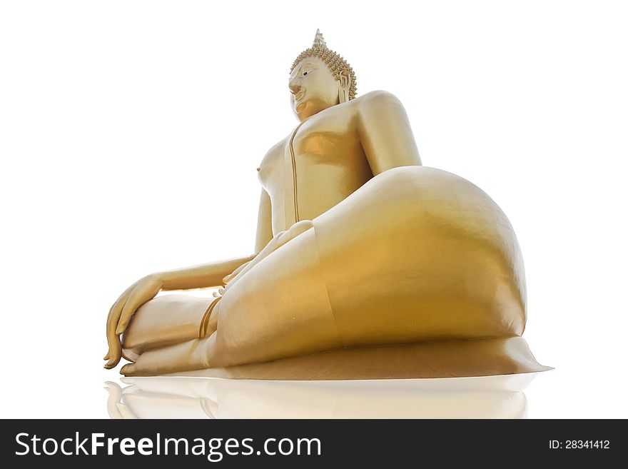 Isolates the upper side of the siting Buddha.