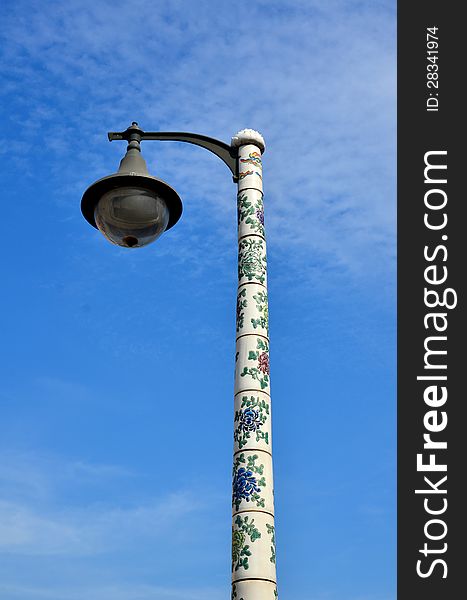 Lantern with blue sky,at Wat Pho Bangkok Thailand