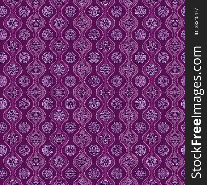 Pattern With Waves And Snowflakes, Purple