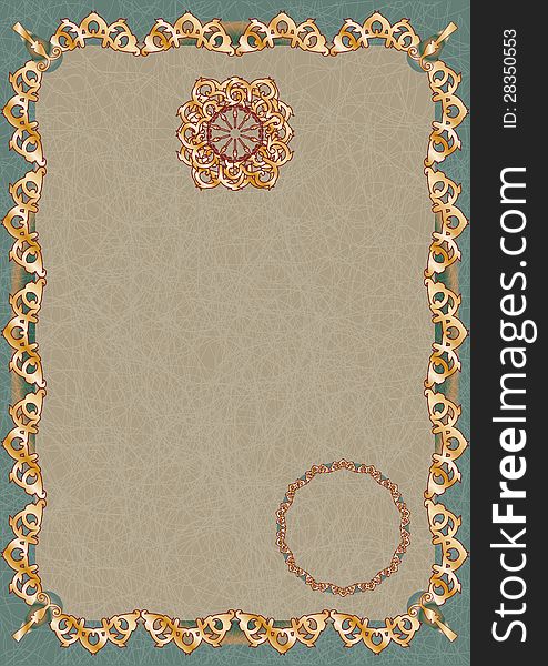 Vector Vertical certificate with gold ornaments and design elements