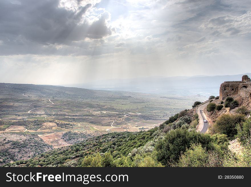 Israeli Landscape With Castle And Sky