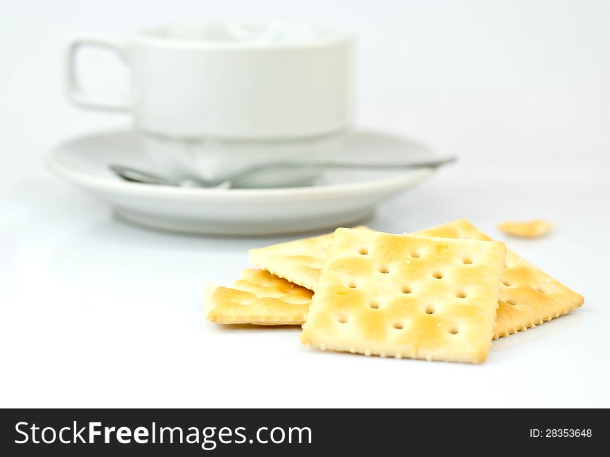 Saltine crackers On a white background.