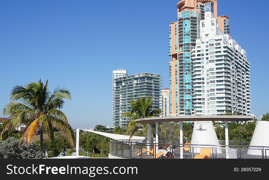 High-rise buildings on the coast of South Beach, Miami