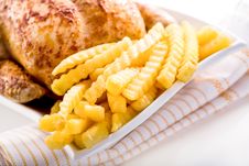 Crisp Golden Roast Chicken Royalty Free Stock Photography