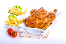 Crisp Golden Roast Chicken Stock Photography