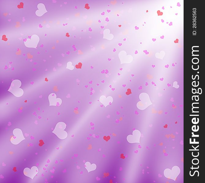 White and red hearts on violet background. White and red hearts on violet background