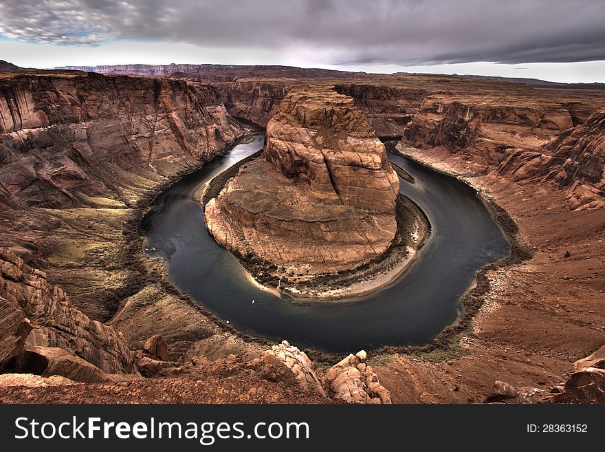 Horshoe bend in a cloudy day in Page Arizona. Horshoe bend in a cloudy day in Page Arizona