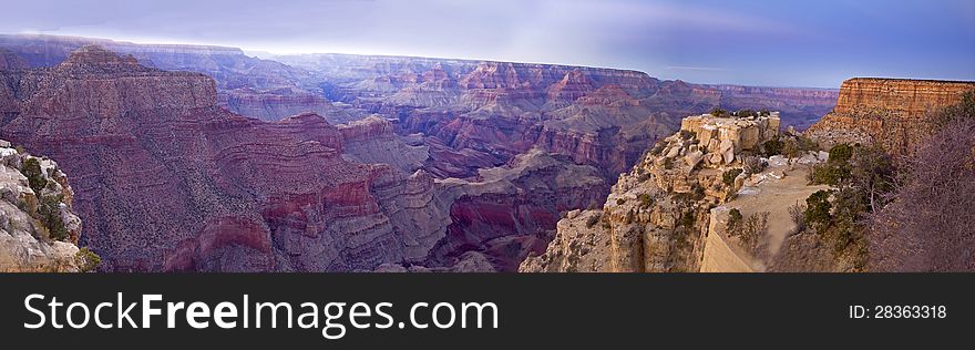 Panoramic View of Grand Canyon at sunset in Arizona , USA. Panoramic View of Grand Canyon at sunset in Arizona , USA