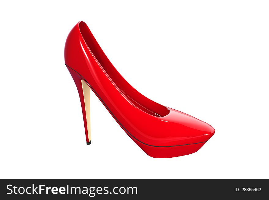 3d illustration of red high heel shoes isolated on white background