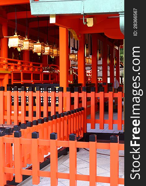 The worship temple in Fushimi Inari Shrine in Kyoto, Japan. The worship temple in Fushimi Inari Shrine in Kyoto, Japan