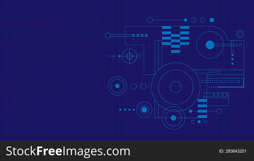 Geometric abstract blueprint architecture background. Mechanical engineering cover graphic
