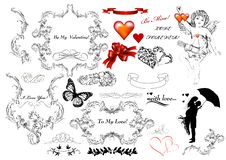 Collection Of Calligraphic Design Elements On St Valentine S Day Royalty Free Stock Image Collection Of Calligraphic Design Elements On St Valentine S Day Royalty Free Stock Image