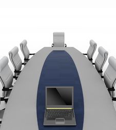 Conference Table With Empty Chairs Stock Photo